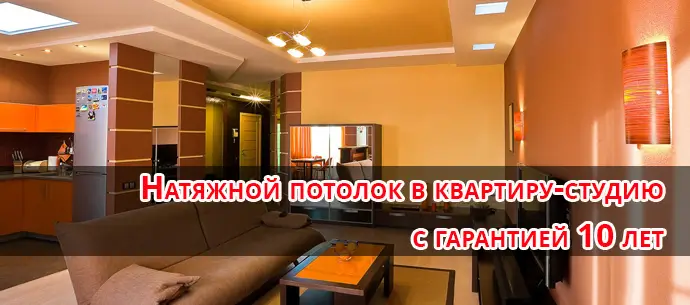 Натяжной потолок в квартиру-студию